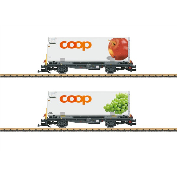 LGB G Containertragwagen &ldquo;coop&reg;&ldquo;, 2 Wagen