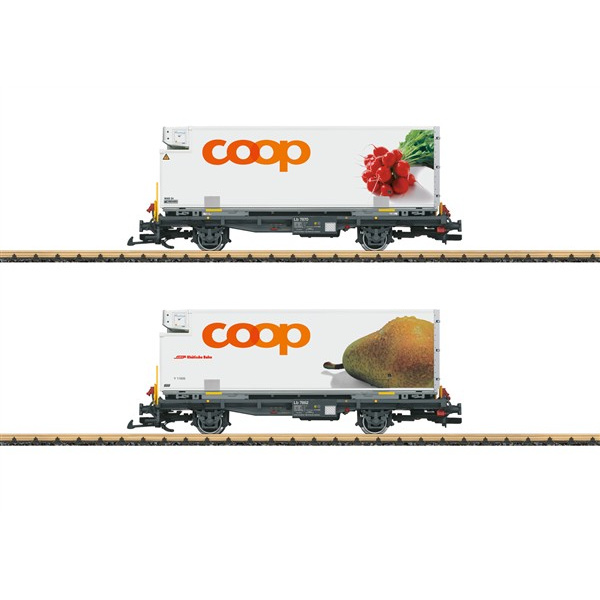 LGB G Containertragwagen &ldquo;coop&reg;&ldquo;, 2 Wagen