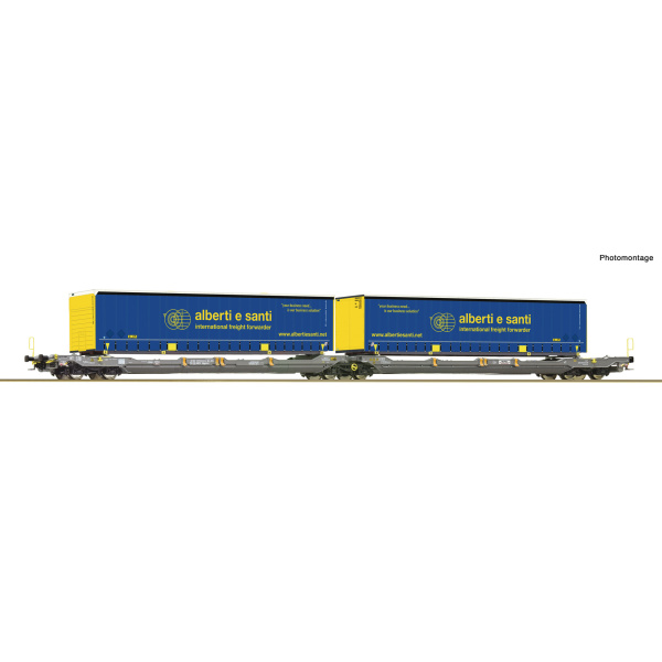 Roco H0 DC Doppeltaschen-Gelenkwagen T3000e, "HUPAC", Alberti e Santi