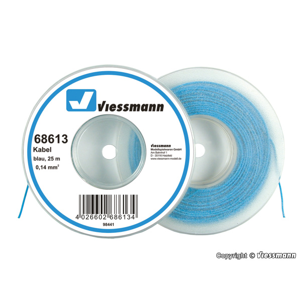 Viessmann Kabel auf Abrollspule 0,14 mm&sup2;, blau, 25 m