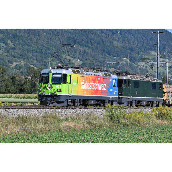 BEMO H0m Elektrolokomotive Ge 4/4 II 631 Werbelok "S&uuml;dostschweiz", RhB, digital Sound