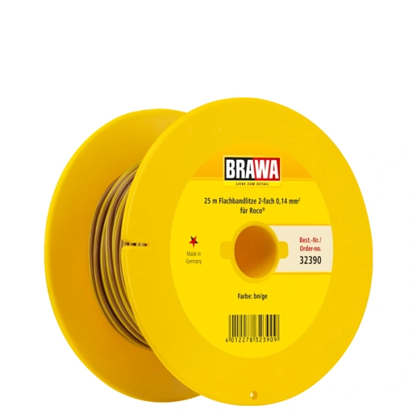 Brawa Flachbandlitze 2-adrig br/ge, 0,14mm2, 25 Meter