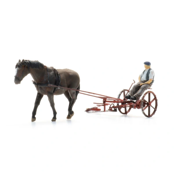 Artitec H0 M&auml;hbalken mit Pferd + Figur
