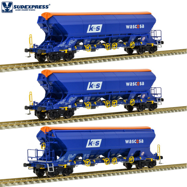 Sudexpress H0 DC Sch&uuml;ttgutwagen Tanpps " WASCOSA", 3-Wagen