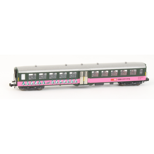 Aare Valley Models N Personenwagen Leichtstahl, B 2. Kl., "Jurail Express", 3 Wagen