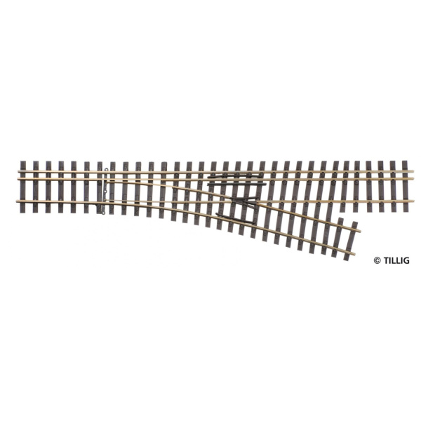 TilligBahn H0/H0m Dreischienen-Weiche rechts, H0m abzweigend, Code 83