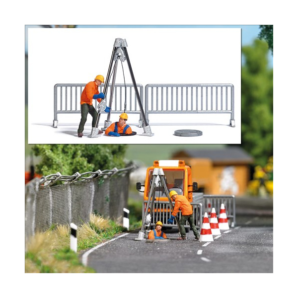 BUSCH H0 Action Set: Kanalarbeiter