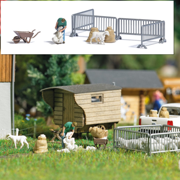 BUSCH H0 Action Set: Schafschur