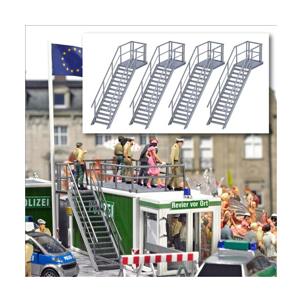 BUSCH H0 Mini-Set: 4 Metalltreppen
