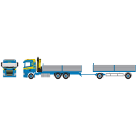 Herpa H0 Scania CR 20 ND Pritschen-H&auml;ngerzug mit...