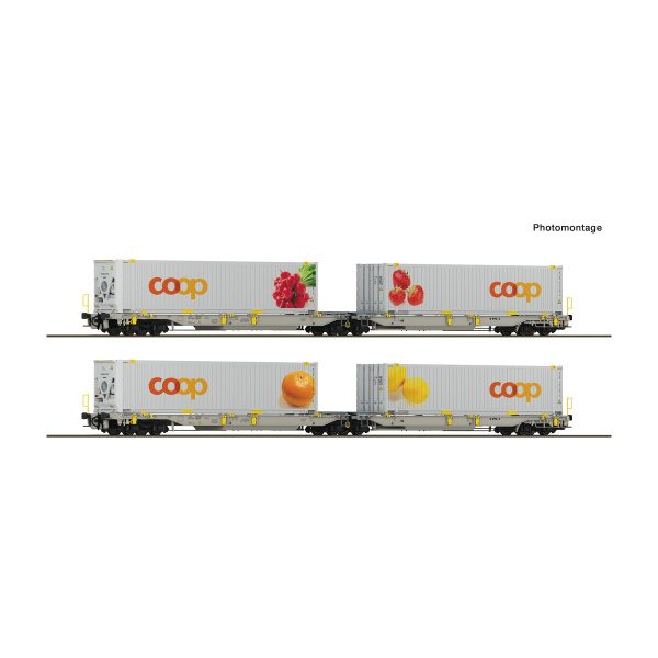 Roco H0 DC Doppeltaschen-Gelenkwagen T2000, railCare "COOP"