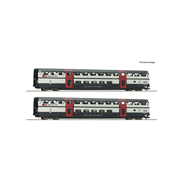 Roco H0 DC Doppelstock-Schnellzugwagen B, IC 2000 SBB, 2. Klasse, 2 Wagen