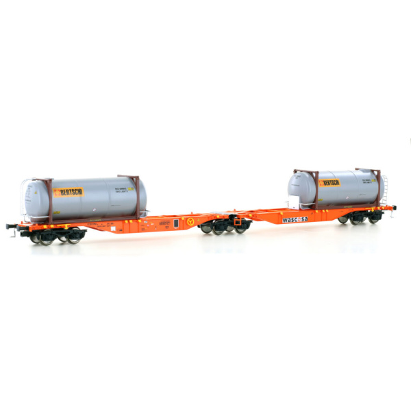 Mehano H0 DC Tragwagen Sggmrss&lsquo;90, "Bertschi", Wascosa
