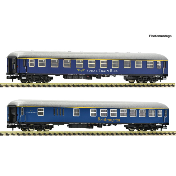 Fleischmann N Schnellzugwagen-Set 2-teilig, Suisse Train Bleu