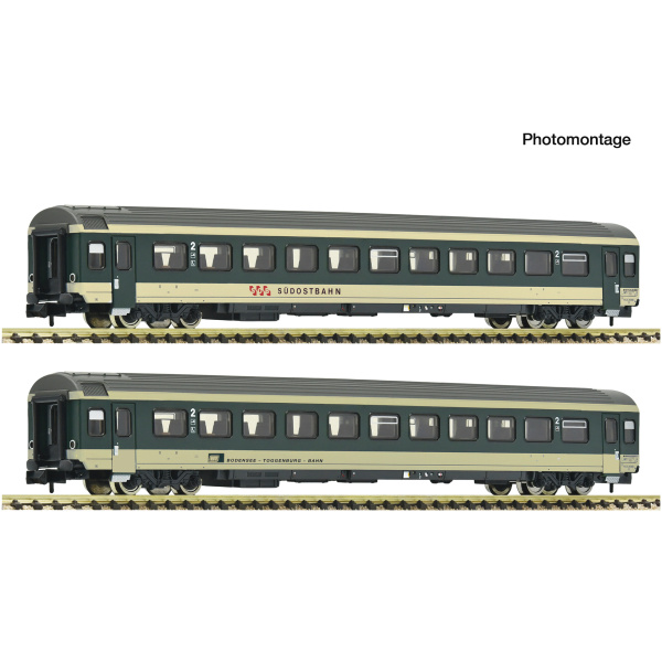 Fleischmann N Reisezugwagen-Set Nr. 1 2-teilig &bdquo;Voralpen-Express&ldquo;, SOB/BT