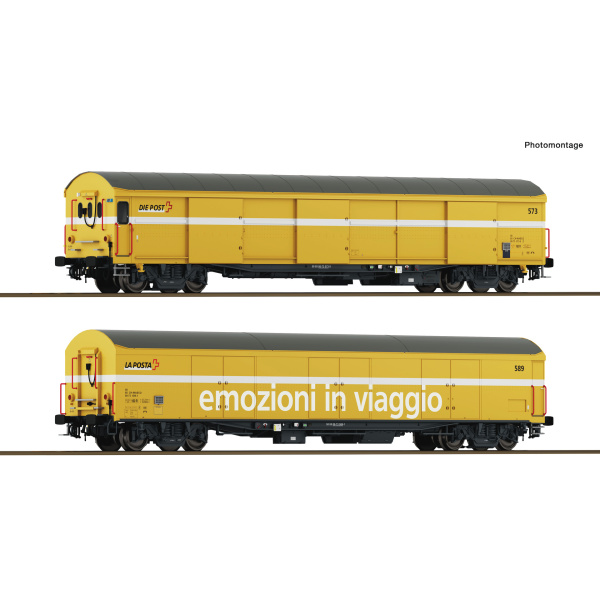 Roco H0 DC Paket-Postwagen, Wascosa, 2 Wagen