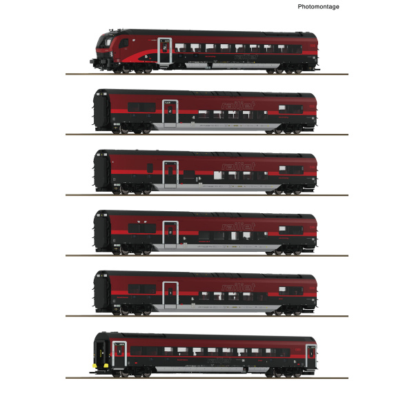 Roco H0 AC Wagenset Railjet 2 &Ouml;BB, digital, 6 Wagen