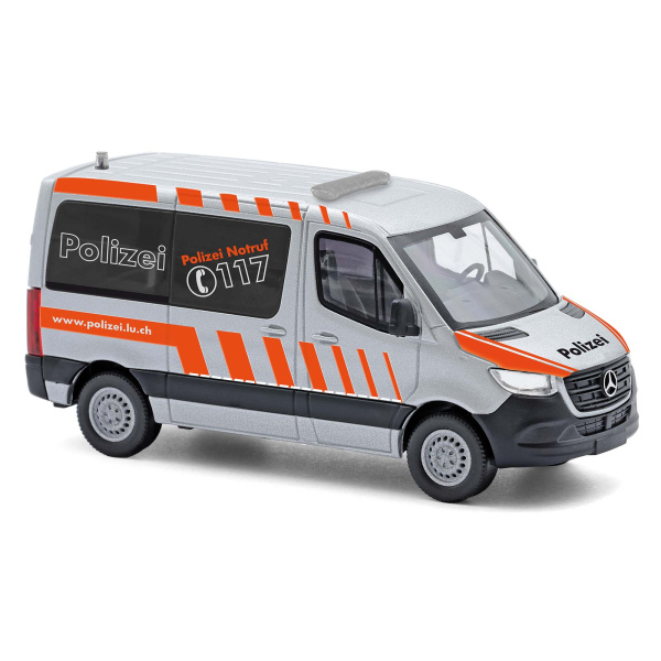 BUSCH H0 Mercedes-Benz Sprinter kurz, Polizei Luzern, Schweiz