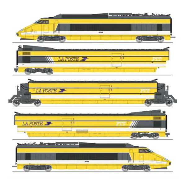 REE H0 DC Triebzug TGV PSE "La Poste" 5-teilig analog