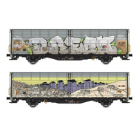 Albert Modell H0 DC Schiebewandwagen Hbbillns, SBB, Graffiti