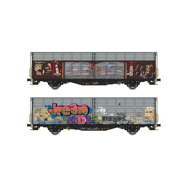 Albert Modell H0 DC Schiebewandwagen Hbbillns, SBB, Graffiti