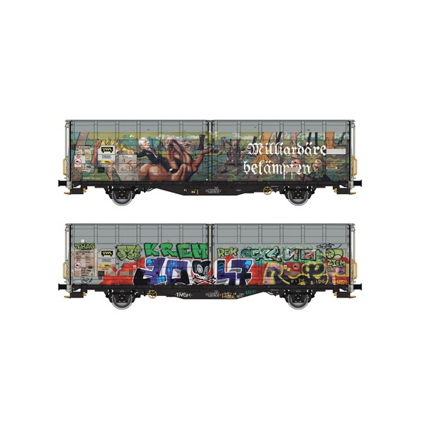 Albert Modell H0 DC Schiebewandwagen Hbbillns, SBB, Graffiti