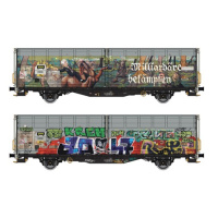 Albert Modell H0 DC Schiebewandwagen Hbbillns, SBB, Graffiti