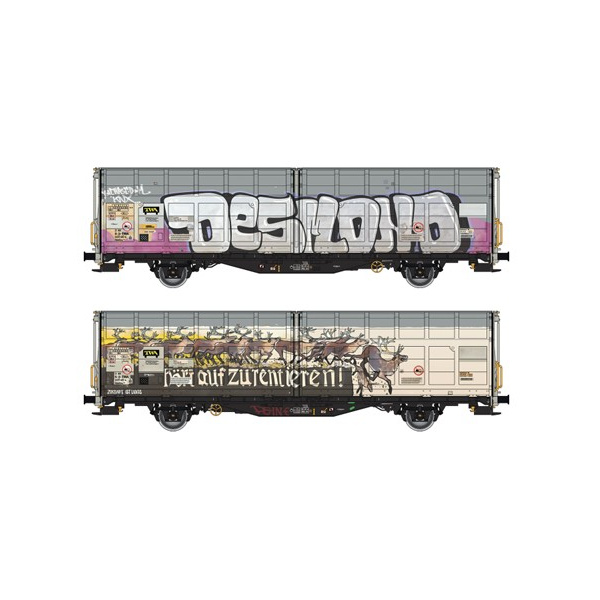 Albert Modell H0 DC Schiebewandwagen Hbbillns, SBB, Graffiti