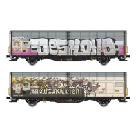 Albert Modell H0 DC Schiebewandwagen Hbbillns, SBB, Graffiti