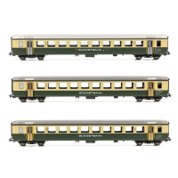 PIKO H0 DC Personenwagen SOB EW I 2. Klasse, mit Mittelschrift, SOB, Ep. V,3-teiliges Set