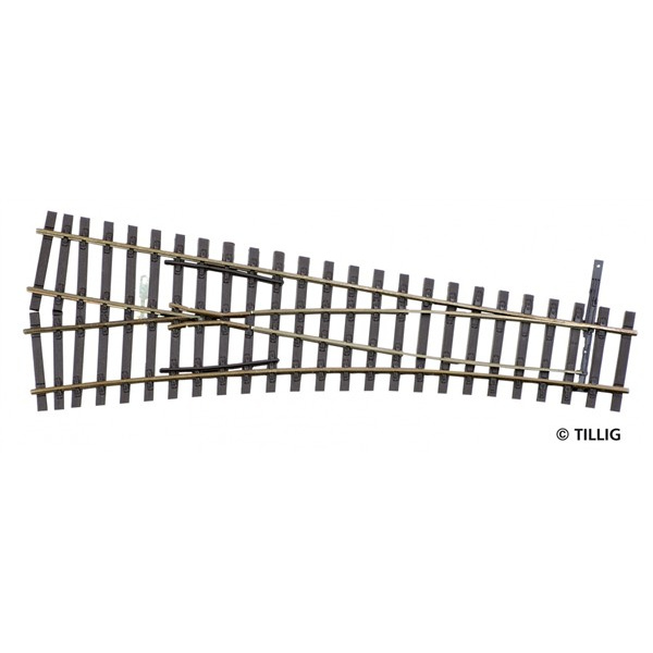 Tillig H0 Weiche links, Herzst&uuml;ckwinkel 15&deg;, Abzweig 15&deg;, Radius 484, L&auml;nge 178 mm